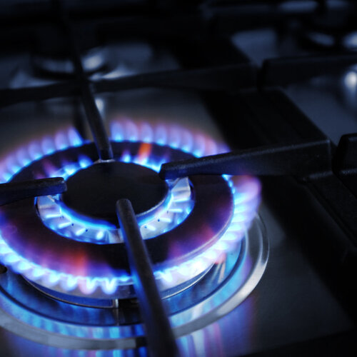 close-up of a gas stove burner